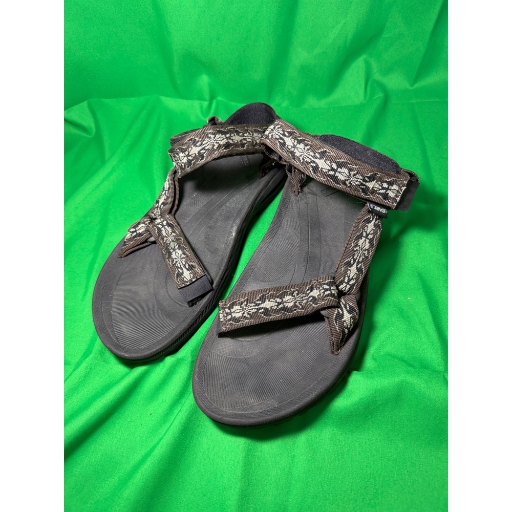 Teva Hurricane Sport Sandals Mens Black Brown Geometric Straps Hiking Outdoor